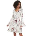 Juniors' American Rag Floral Bell Sleeve Swing Dress, Teens, Size: Xs, White