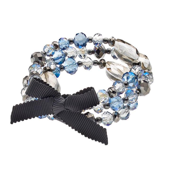 Simply Vera Vera Wang Iridescent Bead Tie Multi Strand Stretch Bracelet, Women's, Light Blue