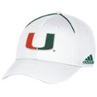 Adult Adidas Miami Hurricanes Coach Flex-fit Cap, Men's, Size: L/xl, White