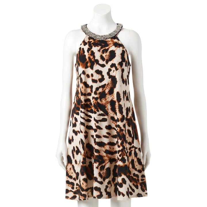 Women's Jennifer Lopez Embellished Halter Dress, Size: Medium, Light Grey