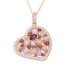 Rose Quartz & Gemstone 18k Rose Gold Over Silver Heart Pendant Necklace, Women's, Size: 18, Multicolor