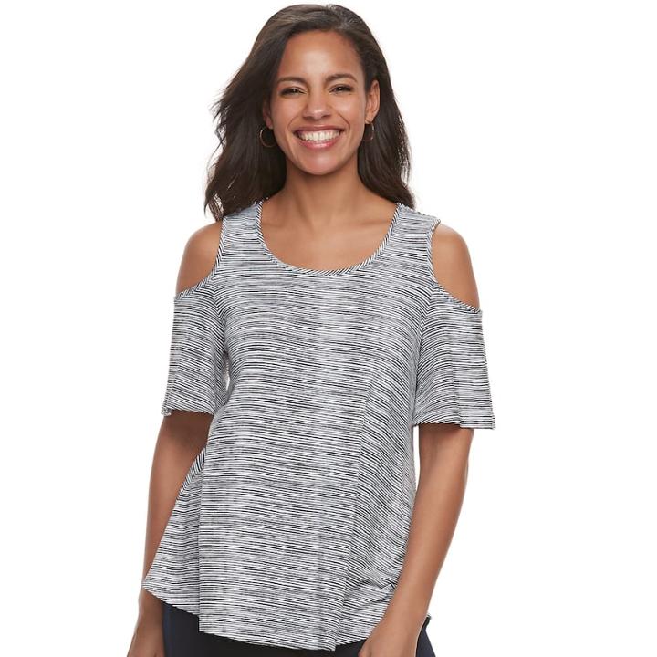 Women's Elle&trade; Cold-shoulder Top, Size: Xl, Black