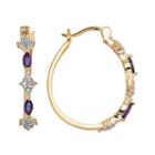 18k Gold-over-silver African Amethyst And Diamond Accent Hoop Earrings, Women's, Purple