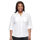 Plus Size Croft & Barrow&reg; Lace Knit-to-fit Shirt, Women's, Size: 2xl, White Oth