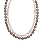 Crystal Avenue Silver-plated Crystal And Simulated Pearl Necklace - Made With Swarovski Crystals, Women's, Size: 18, Brown
