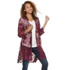 Floral Lace Crochet Kimono, Women's, Size: Xl, Dark Red