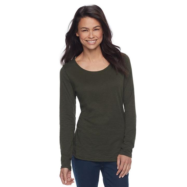 Petite Sonoma Goods For Life&trade; Essential Crewneck Tee, Women's, Size: Xl Petite, Dark Green