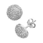 Sterling Silver 1/2-ct. T.w. Diamond Button Stud Earrings, Women's, White