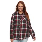 Plus Size Sonoma Goods For Life&trade; Essential Plaid Flannel Shirt, Women's, Size: 1xl, Dark Grey