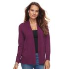 Petite Croft & Barrow&reg; Open-front Cardigan, Women's, Size: M Petite, Dark Pink