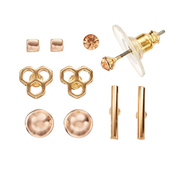 Lc Lauren Conrad Geometric Two Tone Stud Earring Set, Women's, Multi