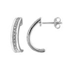 10k White Gold 1/10 Carat T.w. Diamond C-hoop Earrings, Women's