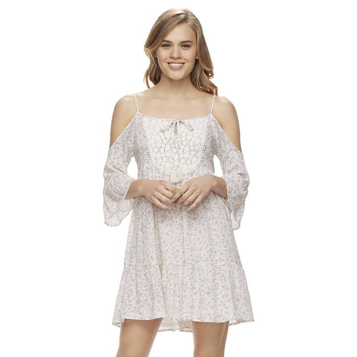 Juniors' Rewind Floral Off-the-shoulder Shift Dress, Girl's, Size: Xl, Natural