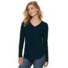 Women's Sonoma Goods For Life&trade; Geometric Twist Cable-knit Sweater, Size: Xl, Dark Green