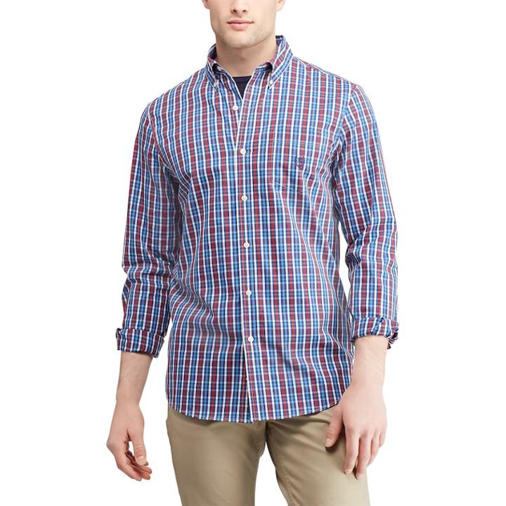 Men's Chaps Regular-fit Stretch Easy-care Button-down Shirt, Size: Xl, Red