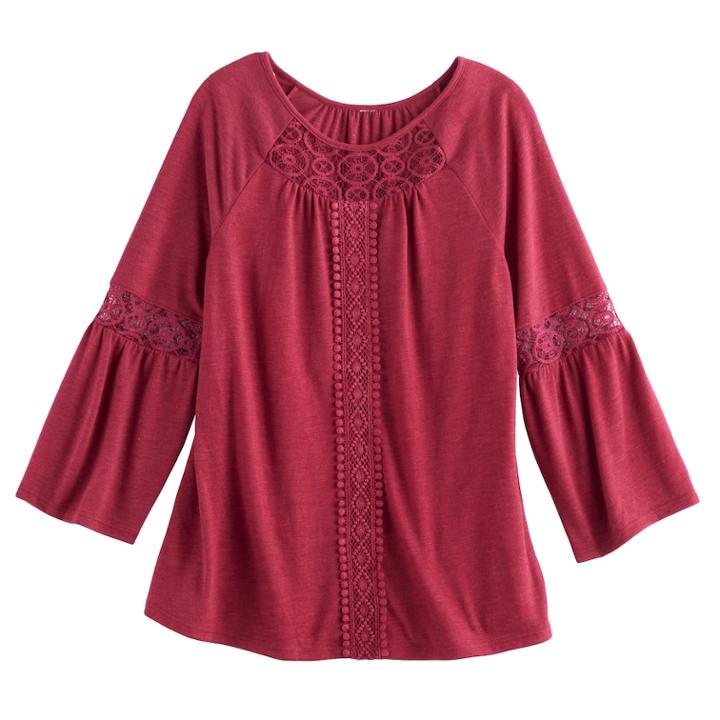 Girls 7-16 Mudd&reg; Crochet Inset Peasant Top, Size: 12, Red