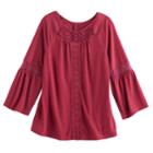 Girls 7-16 Mudd&reg; Crochet Inset Peasant Top, Size: 12, Red