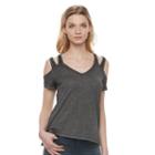 Women's Rock & Republic&reg; Strappy Cold-shoulder Tee, Size: Small, Med Grey