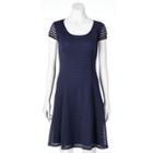 Women's Suite 7 Shadow Stripe Fit & Flare Dress, Size: 4, Blue (navy)