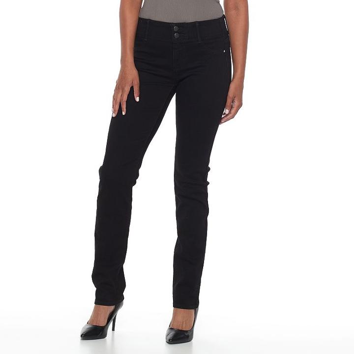 Women's Apt. 9&reg; Tummy Control Straight-leg Jeans, Size: 16 Short, Black