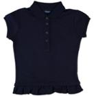 Girls 4-6x Chaps Ruffled Hem School Uniform Polo, Girl's, Size: Medium, Blue (navy)