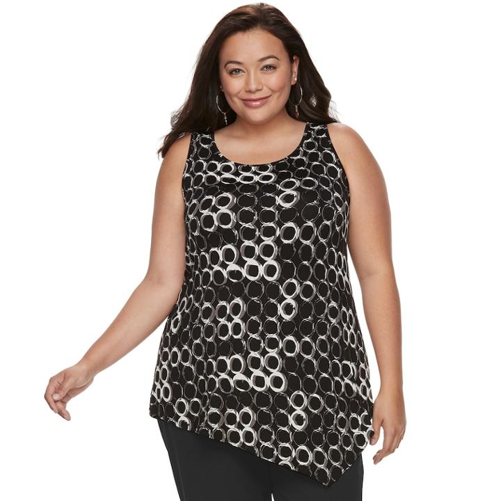Plus Size Apt. 9&reg; Asymmetrical Textured Tank, Women's, Size: 1xl, Black
