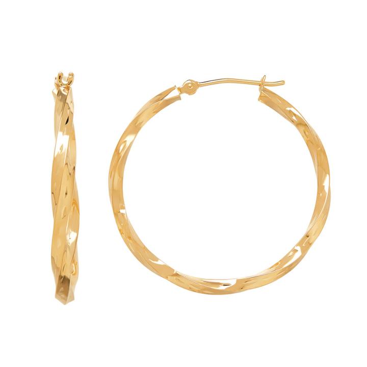 Everlasting Gold 14k Gold Twist Hoop Earrings, Yellow