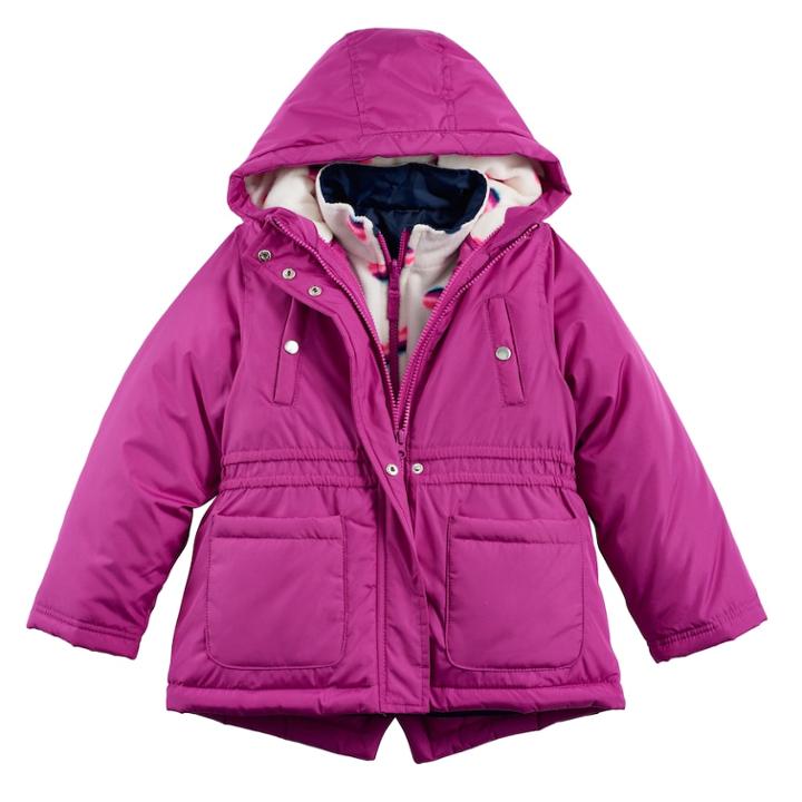 Girls 4-8 Carter's Heavyweight Heart-print Fleece 4-in-1 Systems Jacket, Size: 4-5, Purple