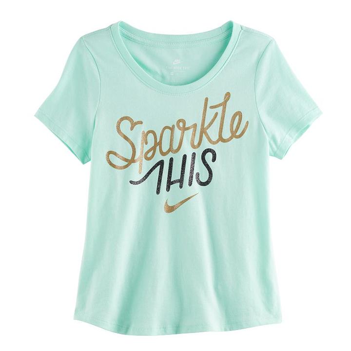 Girls 7-16 Nike Sparkle This Graphic Tee, Size: Small, Green Oth