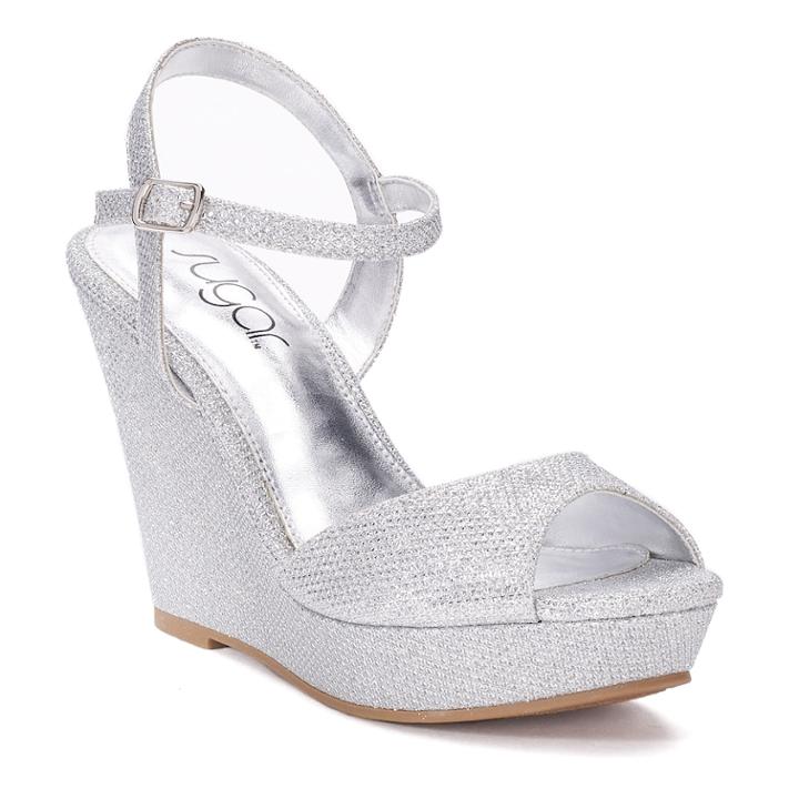 Sugar Crissy Women's Dress Wedges, Size: Medium (7.5), Grey