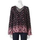 Juniors' Pink Republic Strappy Bell Sleeve Top, Teens, Size: Medium, Grey (charcoal)