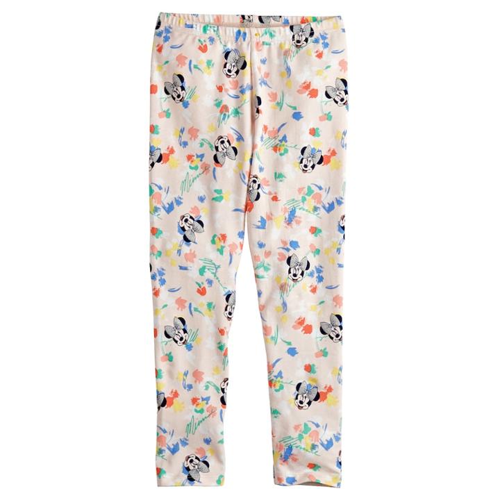 Disney's Minnie Mouse Girls 4-7 Floral & Face Leggings By Jumping Beans&reg;, Size: 5, Light Pink