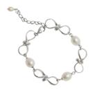 Sterling Silver Freshwater Cultured Pearl Twist Bracelet, Women's, Size: 7, White