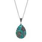 Tori Hill Simulated Turquoise & Marcasite Flower Teardrop Pendant Necklace, Women's, Blue