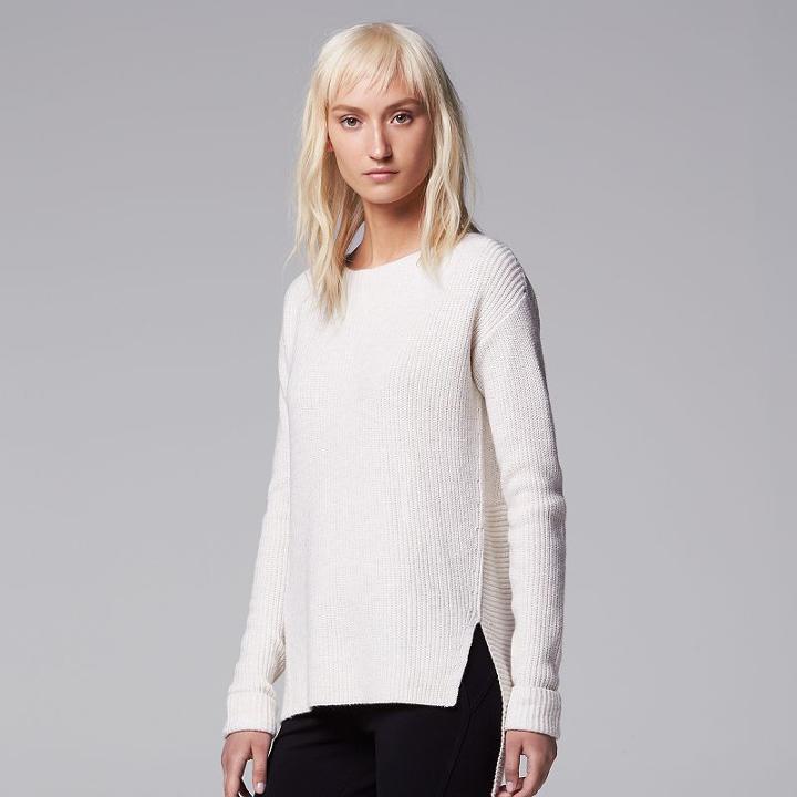 Women's Simply Vera Vera Wang Asymmetrical Crewneck Sweater, Size: Xl, Lt Beige
