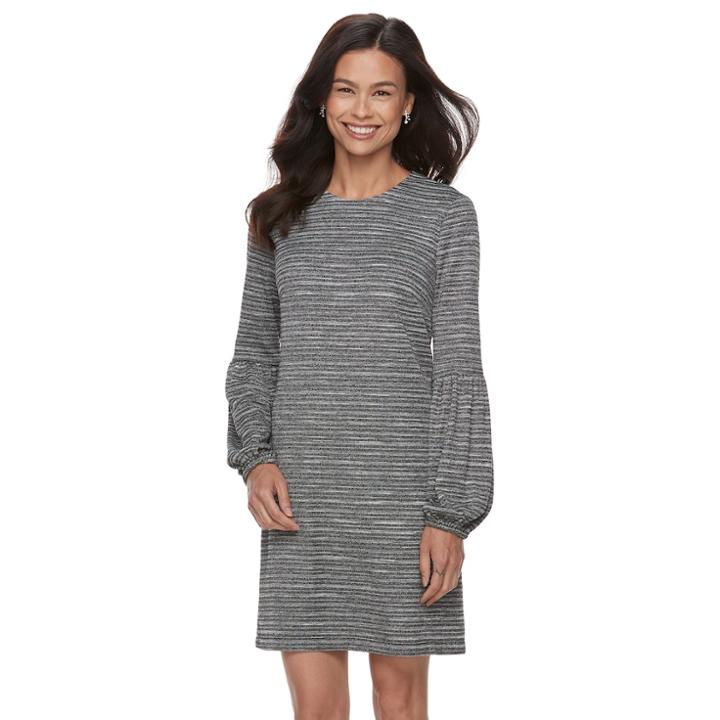 Petite Suite 7 Metallic Striped Shift Dress, Women's, Size: 12 Petite, Gray