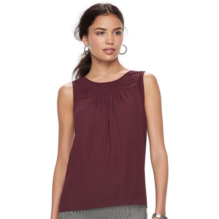Women's Elle&trade; Pintuck Tank, Size: Large, Red