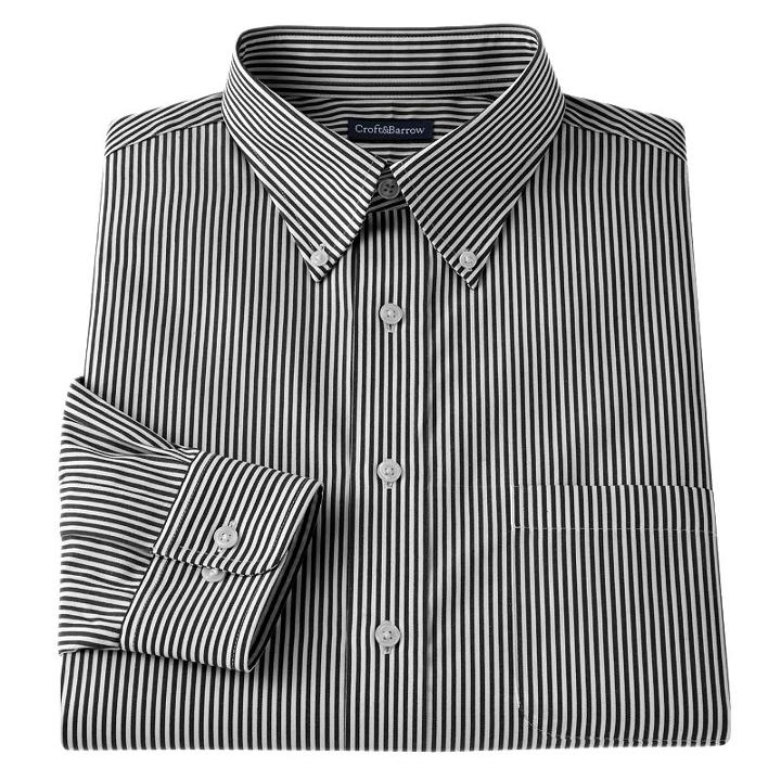 Men's Croft & Barrow&reg; Slim-fit Easy-care Button-down-collar Dress Shirt, Size: 15-32/33, Black