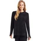 Women's Cuddl Duds Plush Velour Pullover Top, Size: Medium, Black