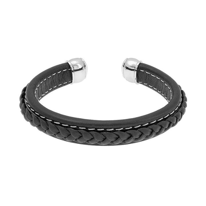 Lynx Stainless Steel Braided Cuff Bracelet - Men, Size: 8, Black