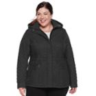 Plus Size Weathercast Hooded Quilted Anorak Jacket, Women's, Size: 1xl, Black