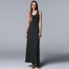 Petite Simply Vera Vera Wang Draped Maxi Dress, Women's, Size: Xl Petite, Black