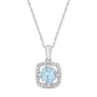 10k White Gold Sky Blue Topaz 1/10 Carat T.w. Diamond Frame Pendant Necklace, Women's, Size: 17
