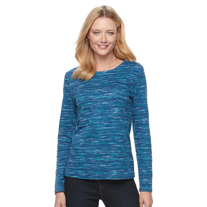 Women's Croft & Barrow&reg; Crewneck Tee, Size: Medium, Dark Blue