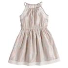 Girls 4-12 Sonoma Goods For Life&trade; Highneck Cinched Metallic Striped Dress, Size: 6x, White
