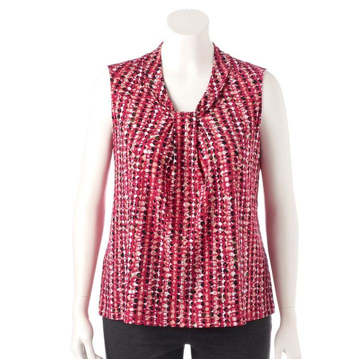 Plus Size Dana Buchman Printed Knot-front Top, Women's, Size: 1xl, Med Pink