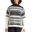 Plus Size Chaps Jacquard Mockneck Sweater, Women's, Size: 1xl, Black