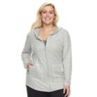 Plus Size Cathy Daniels Zip Front Hoodie, Women's, Size: 3xl, Dark Grey