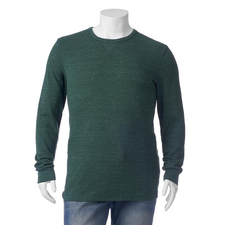 Big & Tall Sonoma Goods For Life&trade; Classic-fit Thermal Crewneck Tee, Men's, Size: 4xb, Dark Green