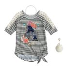 Girls 7-16 & Plus Size Self Esteem Striped Raglan Top Set With Necklace & Pom Keychain, Size: Xl, Black